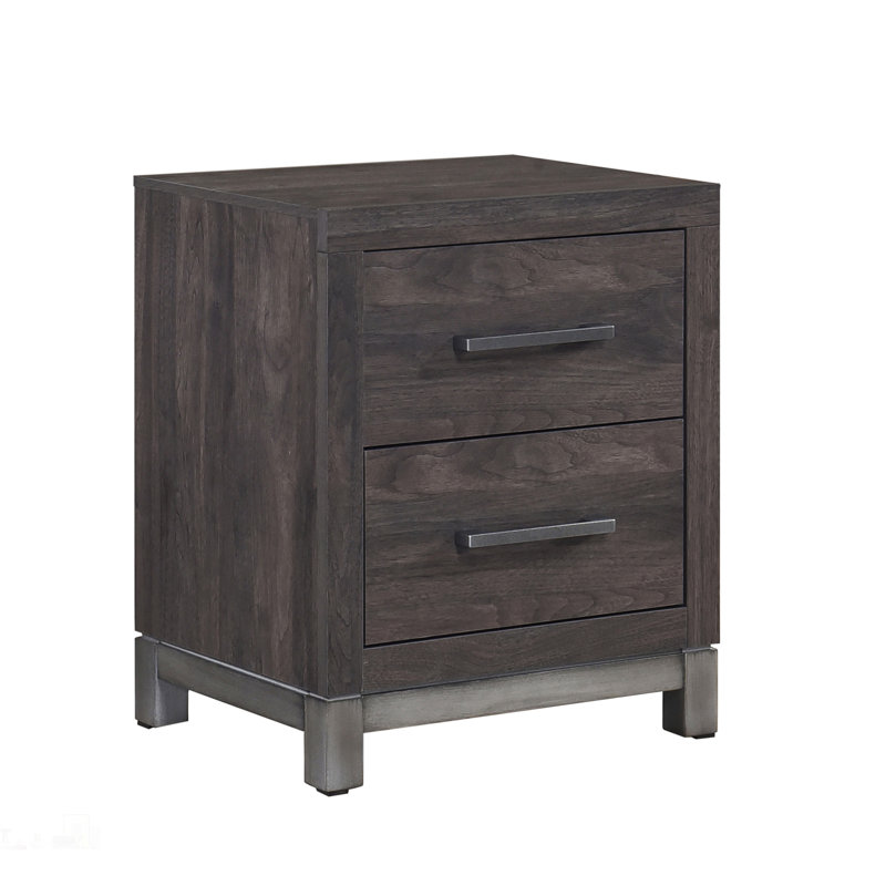 Belle table de chevet moderne avec 2 tiroirs et finition brune