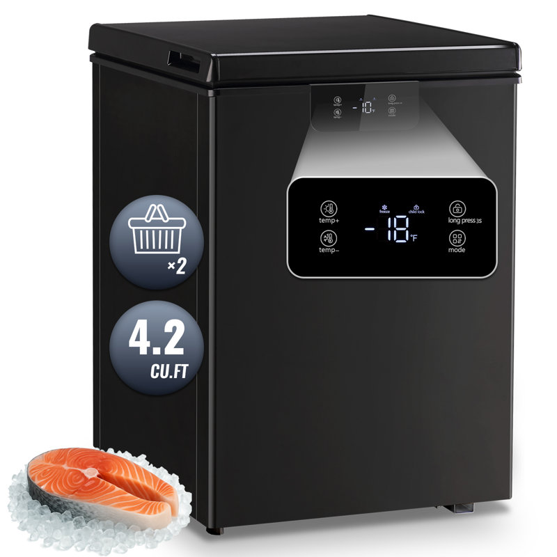 DEMULLER 4.2 Cu.Ft Chest Freezer with 2 Removable Baskets, Small Deep Freezer Electronic Temperature Control, Quiet Mini Freezer Free-Standing Top Door, Energy Saving for Apartment/Garage/Basement/Dorm/Home