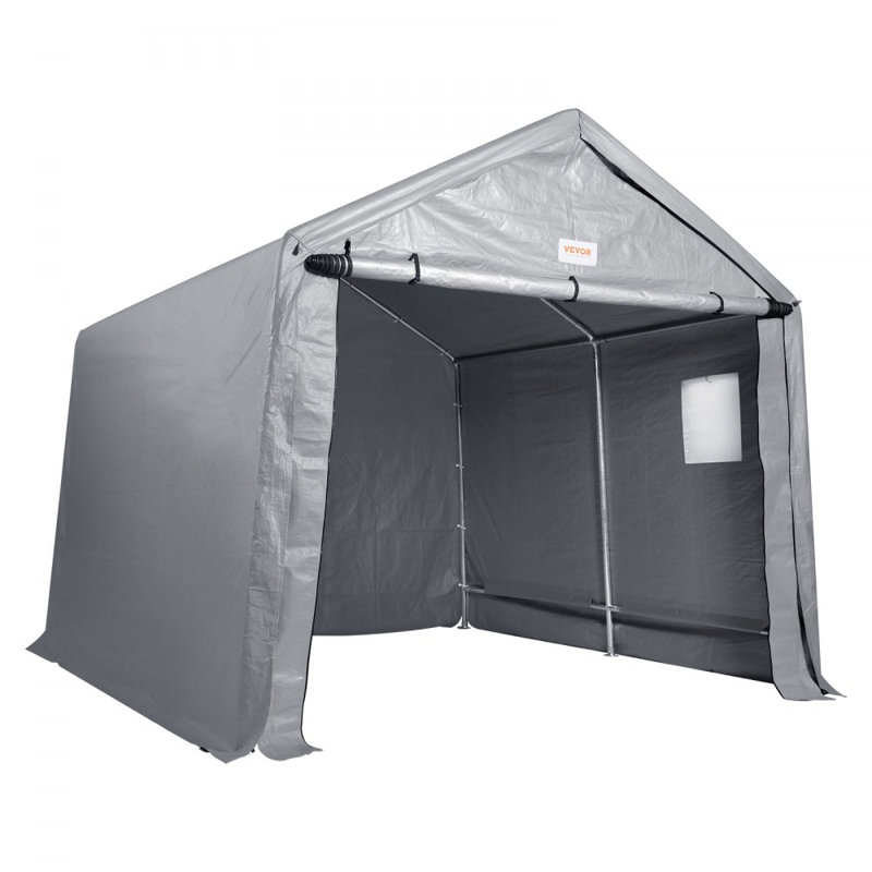 Gray 7' x 12' Portable Outdoor Storage Shed with Windows