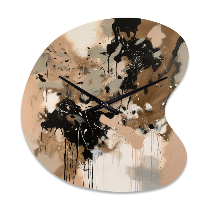 Sculpture d'horloge murale brune en forme de goutte brune Symmetry I, Grand