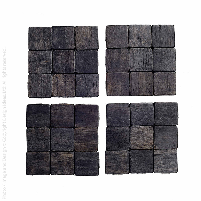 Ensemble de sous-verres Bremen / 4-naturel, Noir
