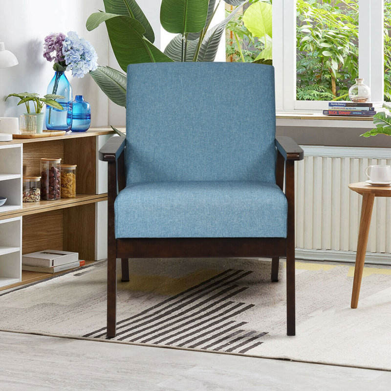 Fauteuil en lin l 23 po Janyce, Lin bleu