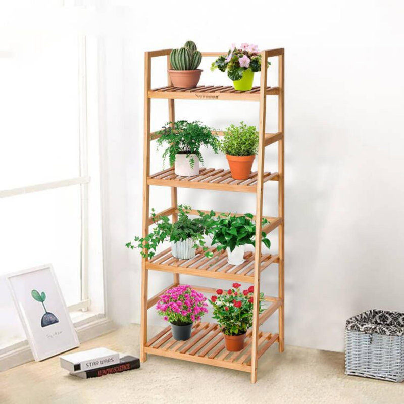 Arvile Rectangular Multi-Tiered Solid Wood Plant Stand
