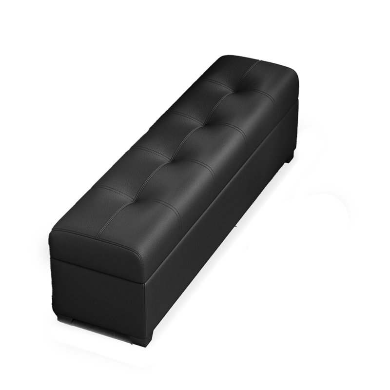 Repose-pieds en cuir massif avec rangement, Noir