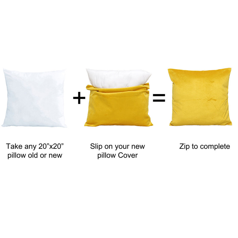 Avilla Solid Colour Reversible Pillow Cover, Jojoba Yellow, 20" x 20"