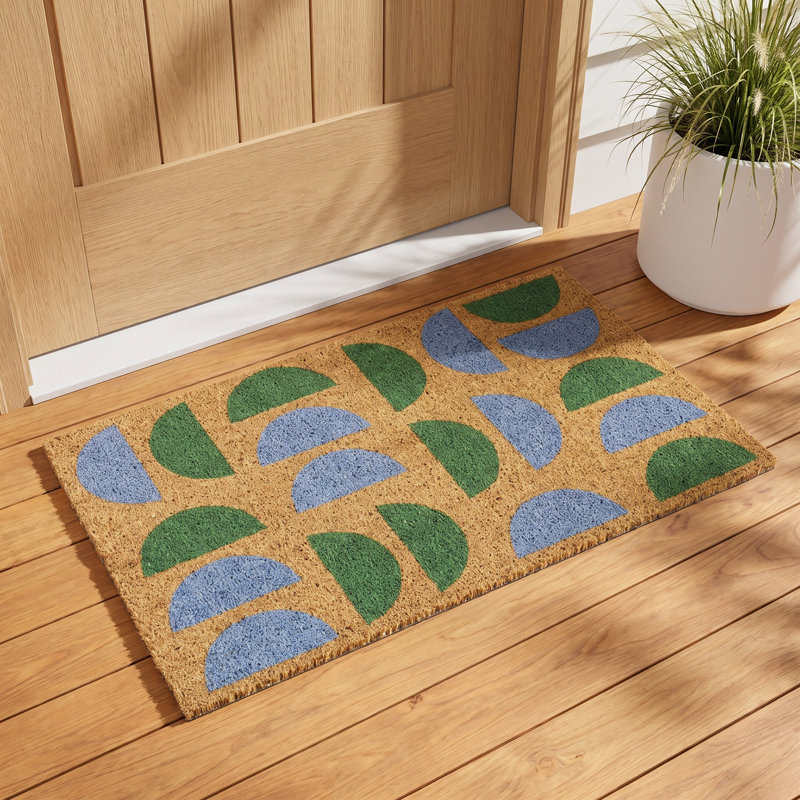 Retro Modern Blue Geometric Doormat