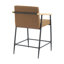 Tabouret de comptoir de 2 po au design Mid-Century, noir et brun, structure en métal, siège d'évier souple, bois naturel, largeur 2 et profondeur moderne 2, finition brun rougeâtre, structure, coussins confortables, massif 300