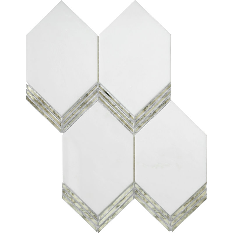 Intrigue™ 4" x 4" Porcelain Honeycomb Mosaic Wall & Floor Tile, White/Midnight