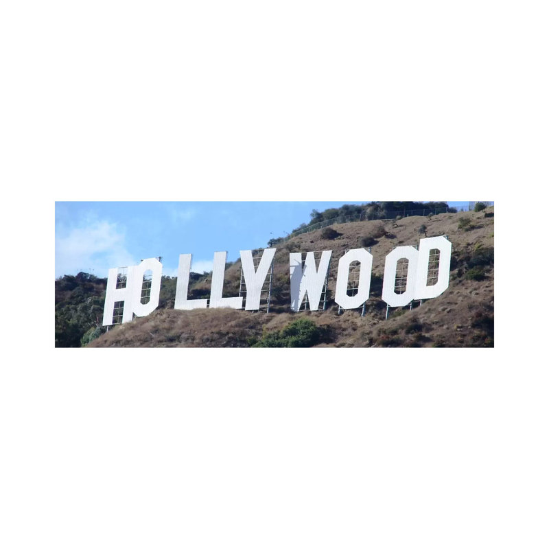 Hollywood Panoramic Skyline Cityscape (Sign) 1 Piece Wrapped Canvas Panoramic Wall Art, 121.92 cm H x 40.64 cm W x 3.175 cm D