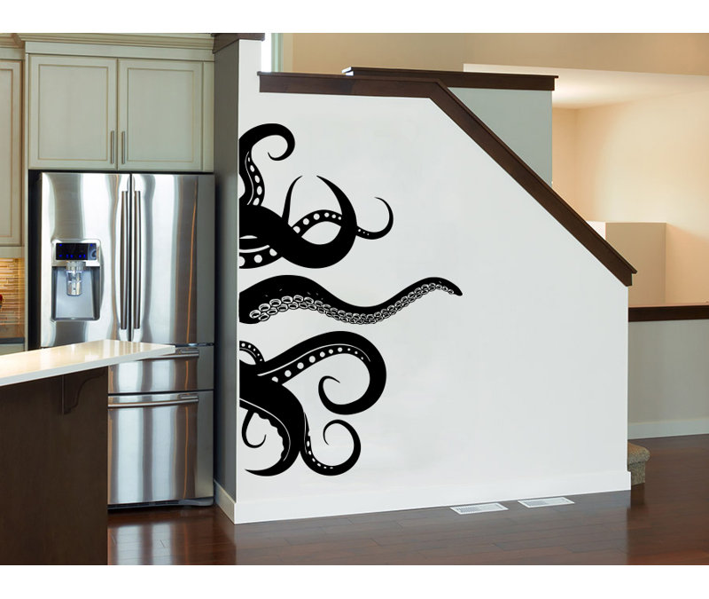 Adhésif décoratif Octopus Kraken Tentacles, Noir