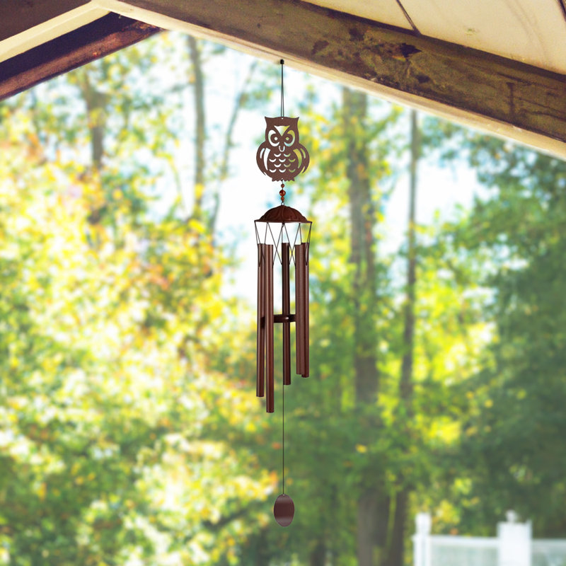 Carillon de 38 pouces de long avec silhouette de chouette brune et cadeaux uniques