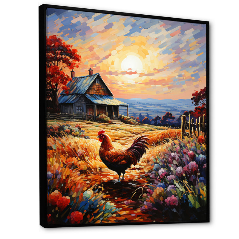 Aylamae Roaster Barnyard Serenade III sur toile, H 32 po x l 16 po x P 1 po, Toile avec cadre flottant noir