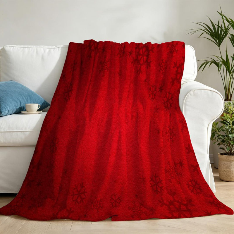 Jeté en flanelle rouge ultra doux, imprimé recto de Noël, Jeté 50 po x 60 po