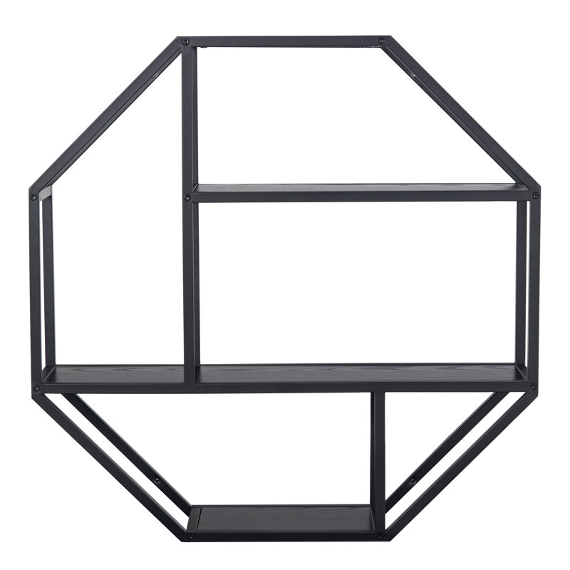 Sobel 4 Piece Octagon Bracket Shelf, Black