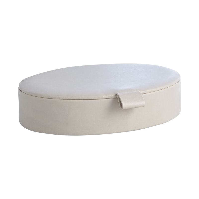 Signature Oval Leather Box, 3.25" H x 14.25" W x 10.5" D, Mist