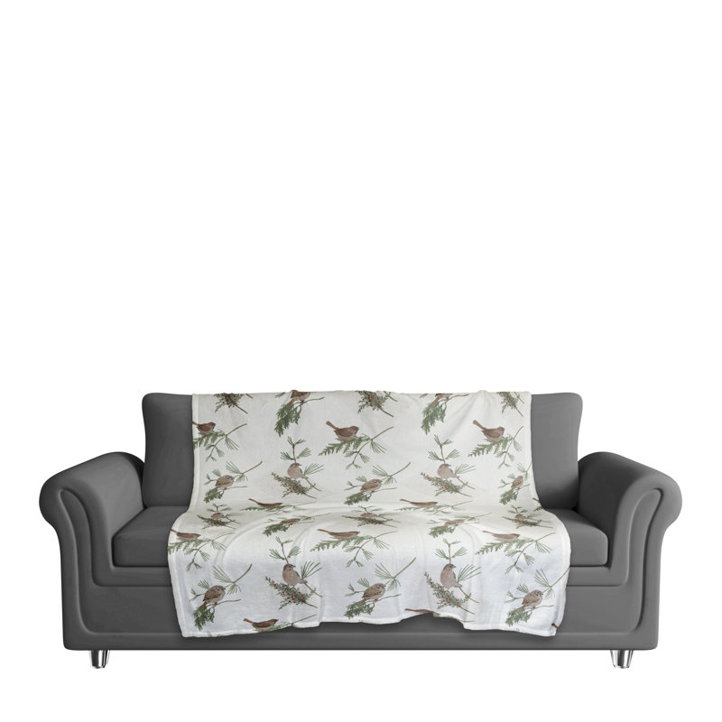  Jeté polaire Pine Birds, Blanc