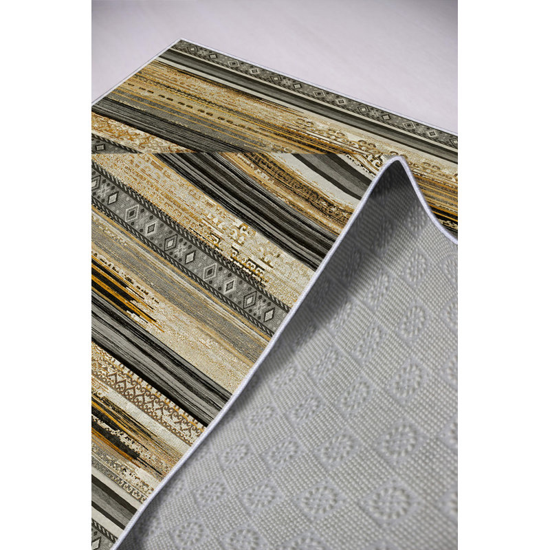 Eco-Friendly Hall Carpet, 100% Polyester, Yellow, 39.4 x 59.1 Inches | Antibacterial, Non-Slip PVC Dot Underside, 0.2 in Pile Height | Machine Washable, Digital Print, Durable & Stylish for Home Decor