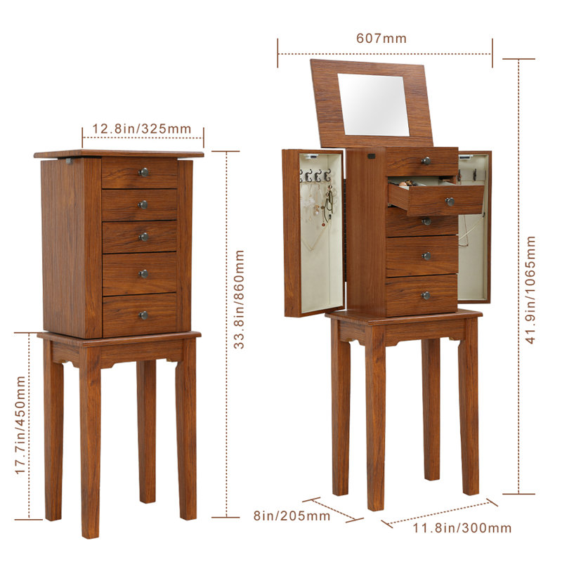 Armoire pour bijoux avec miroir Genao