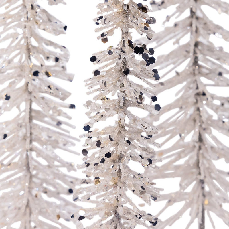Kurt Adler Silver Glittered Miniature Tree Set, Silver
