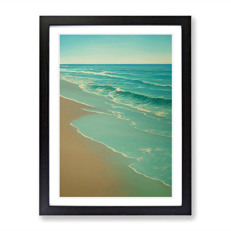 Calm Beach - Single Picture Frame Print, Black, 64cm H x 46cm W x 2cm D