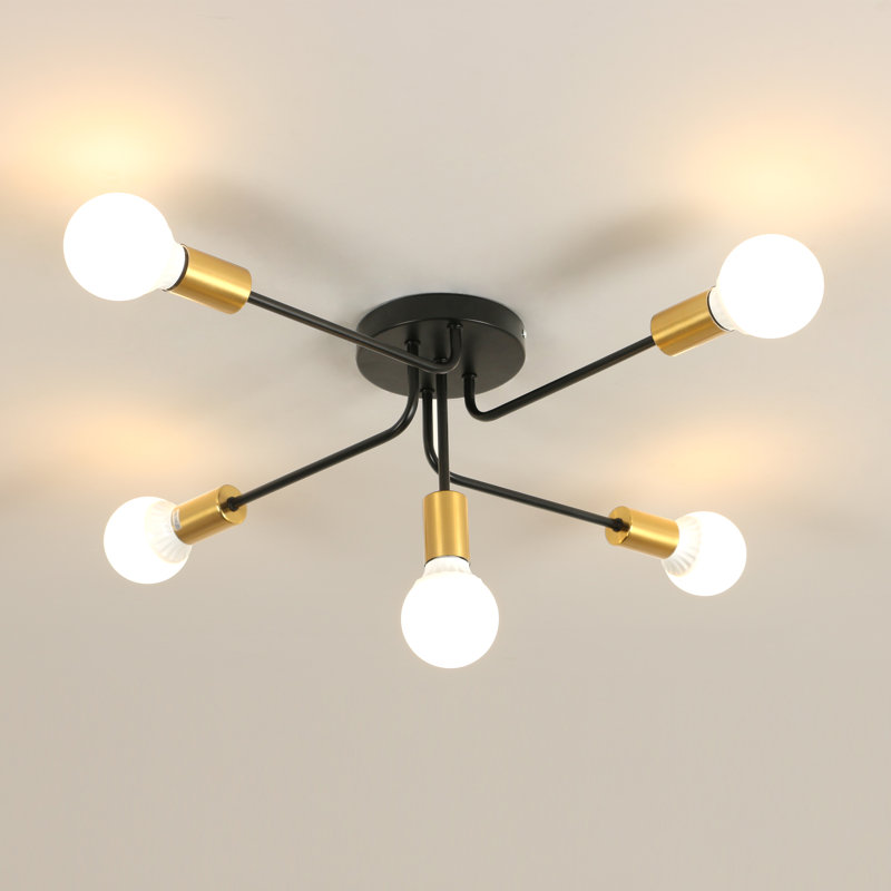 Olamon 5 - Light Dimmable Sputnik Sphere Semi Flush Mount, Black