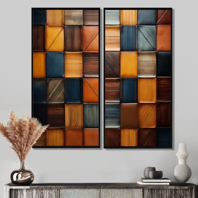 «Geometric Harmony Abstract Brown Tiles II», impressions bohémiennes et éclectiques sur toile