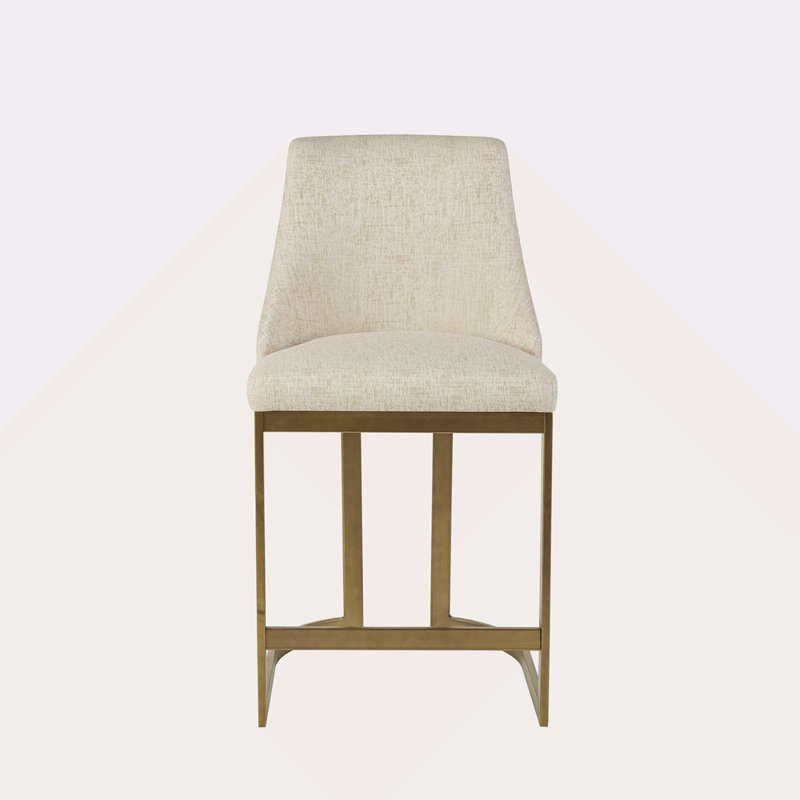 26"H Upholstered Counter Stool With Metal Base
