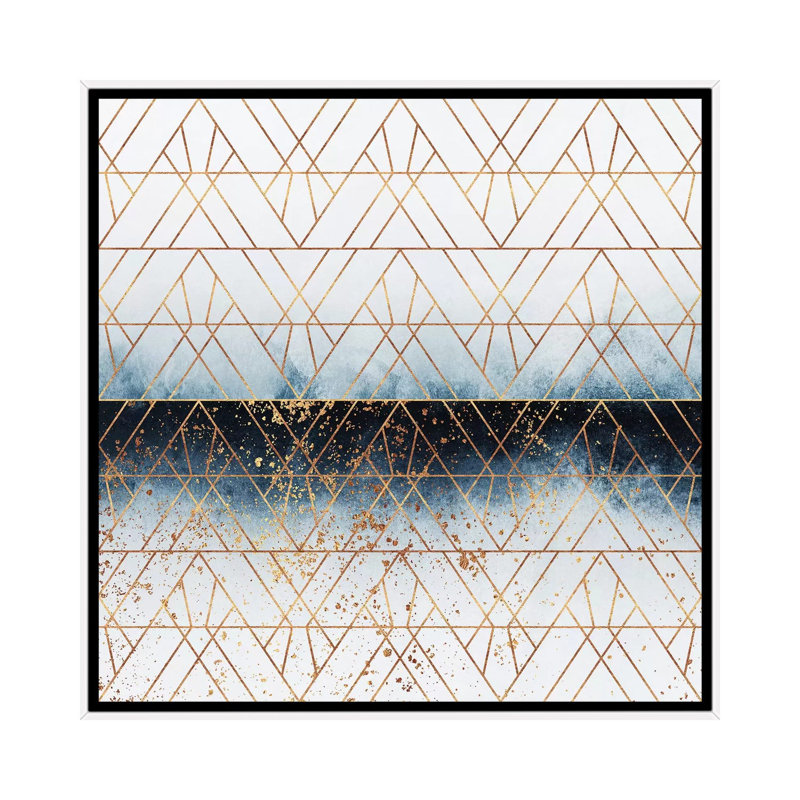 Bleu d’hiver géo par Elisabeth Fredriksson-reproduction d’art, Pas de tapis, Toile blanche encadrée