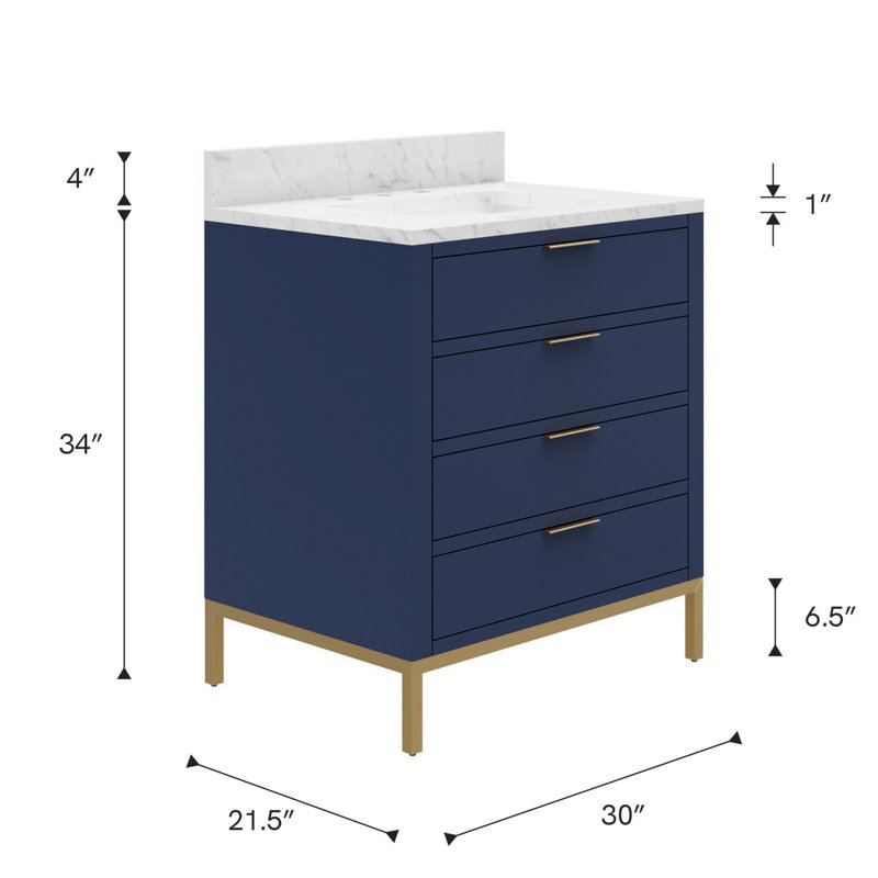 30'' W Single Vanity, Monarch Blue, No, 30"