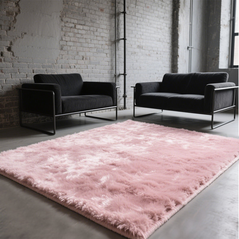 Tapis rose doux moelleux avec envers antidérapant, Rectangle 9 pi x 12 pi