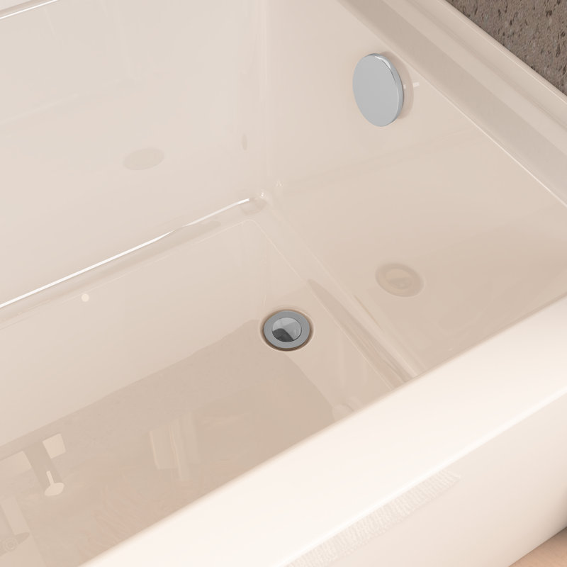 Baignoire de trempage autoportante en acrylique de 60 po x 32 po avec drain 2 po Manhattan-R, blanc brillant, Droite