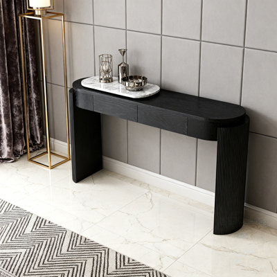 Console avec plateau ovale et deux tiroirs