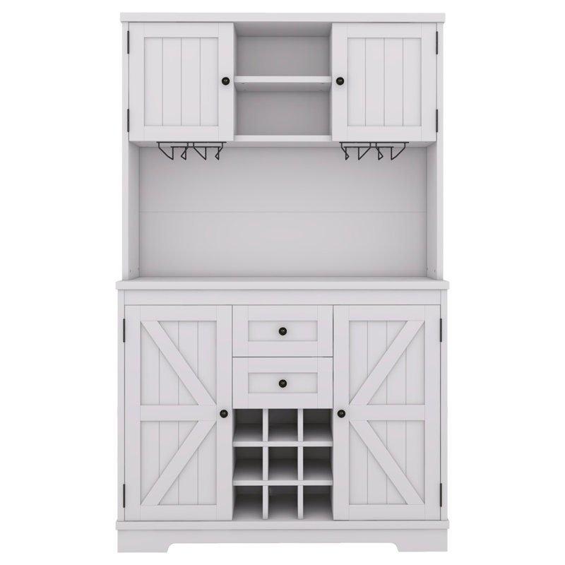 Armoire de cuisine avec rangement Coffee Bar, Noir, Blanc
