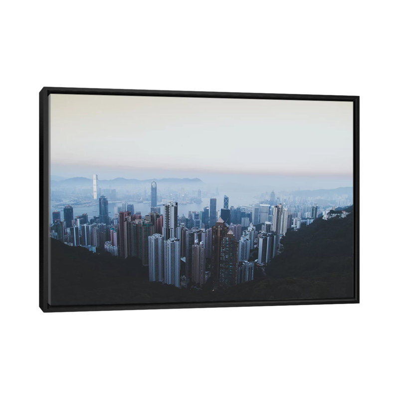 « hong kong » par luke anthony gram, reproduction d’impression sur toile tendue, Toile avec cadre noir, Pas de tapis