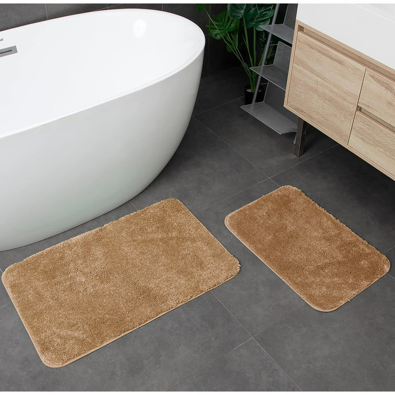 Grand ensemble de tapis de bain en microfibre douce et épaisse 2 pièces, Taupe