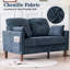  Canapé de 48 pouces, canapé en chenille bleue pour petits espaces, causeuse avec siège profond, coussin à ressorts, coussin décoratif, accoudoir large, poches latérales-133709300