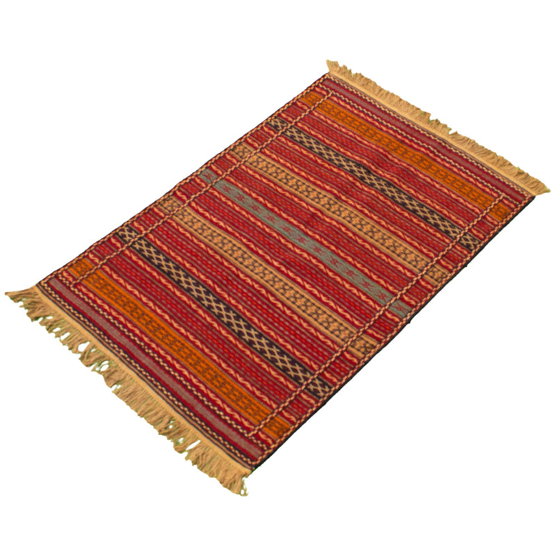 Tapis décoratif en laine de conception unique noué à la main new age kashkoli rouge/beige 3 pi 4 po x 5 pi