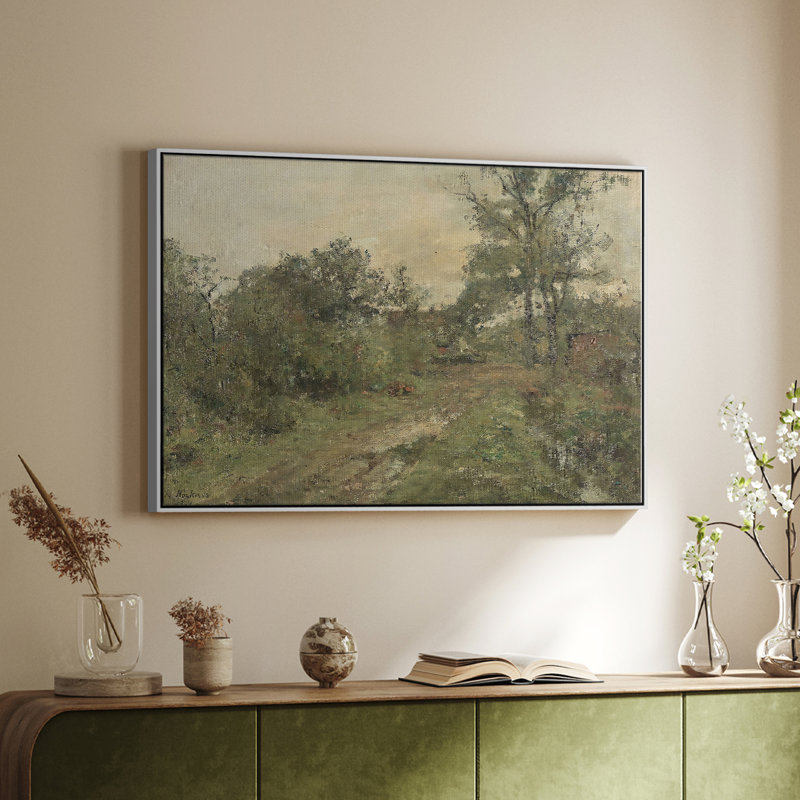 Paysage rétro - CDLxxxi - impression, H 27 po x l 41 po x P 2 po, Cadre flottant blanc