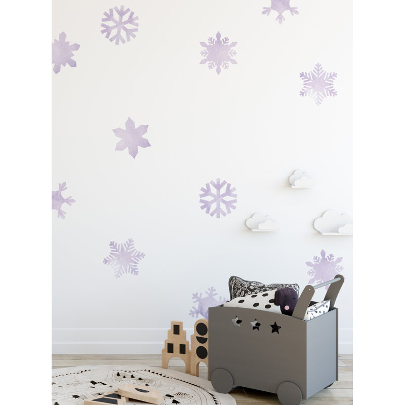 Adhésif décoratif flocons de neige d'hiver, Mauve