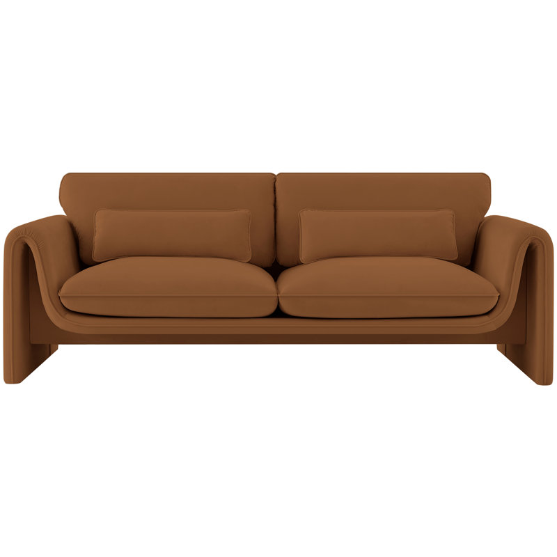 Ixayana 86'' Velvet Sofa, Saddle Velvet