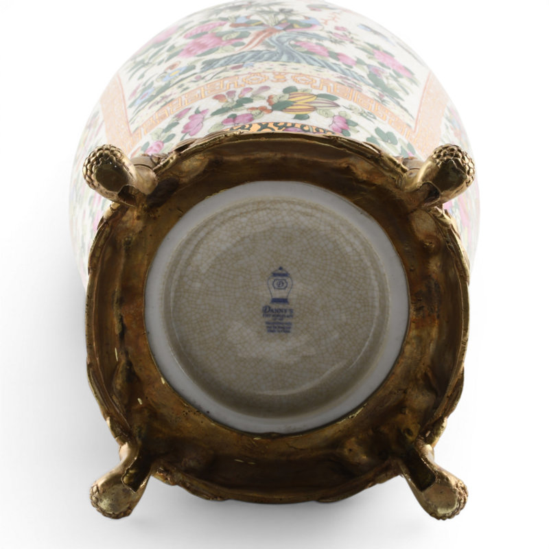 Rose Canton Porcelain Luxury Vase with Bronze Ormolu