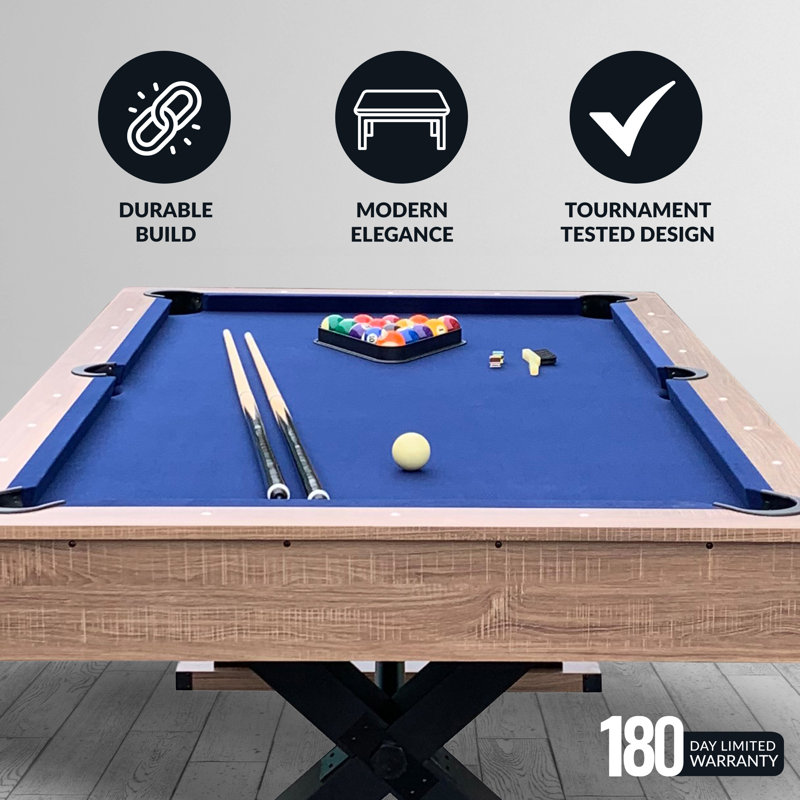 Table de billard 7 pi Hathaway Excalibur pour salle de jeux - Finition bois flottant avec feutre bleu
