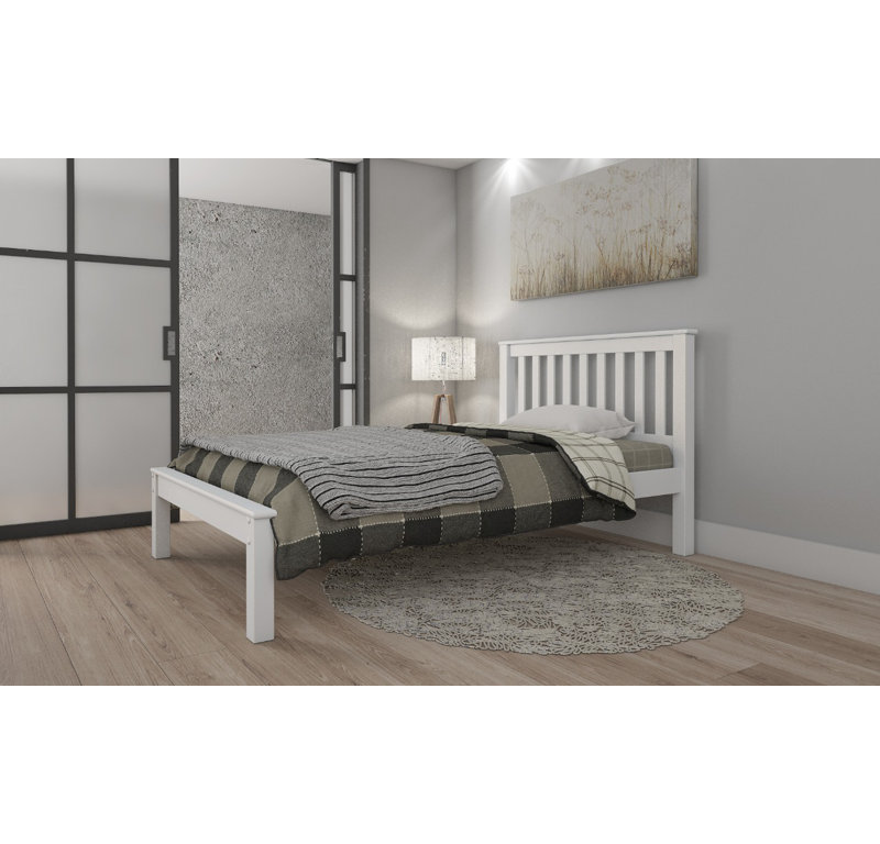 Rhoads Solid Wood Bed, White, Double (4'6)