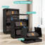 Noir, armoire de rangement pliante latérale de 24 po de large, 4 niveaux, 23,62 po x 13,78 po x 48,43 po, bacs de rangement pliables avec porte magnétique, armoire de rangement en plastique avec roues