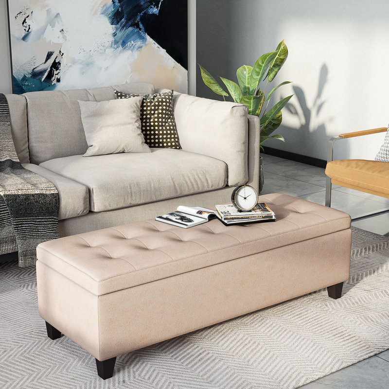 Manda Polyester Upholstered Storage Bench
