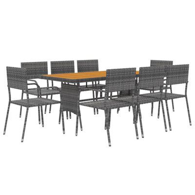 Jarquise 8 - Person Acacia Patio Dining Set with Rectangular Table