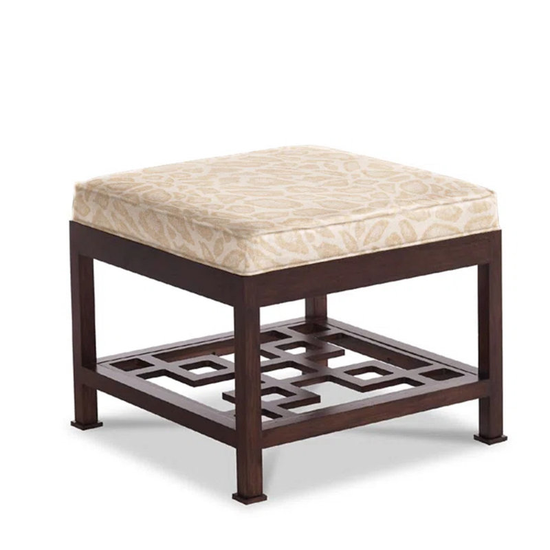 Delano Square Ottoman, Parchment Polyester Blend