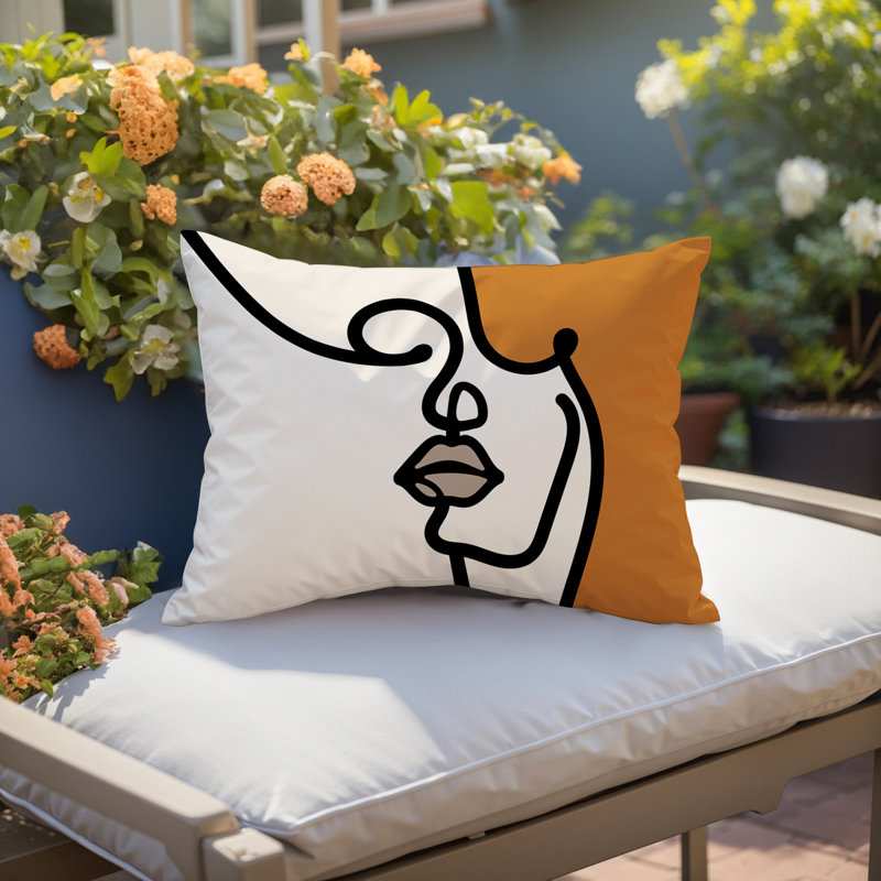 Coussin lombaire réversible intérieur / extérieur Jai Abstract, H 14 po x l 20 po, Orange brûlé