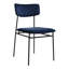 Chaise d'appoint à dossier ouvert en velours bleu et noir