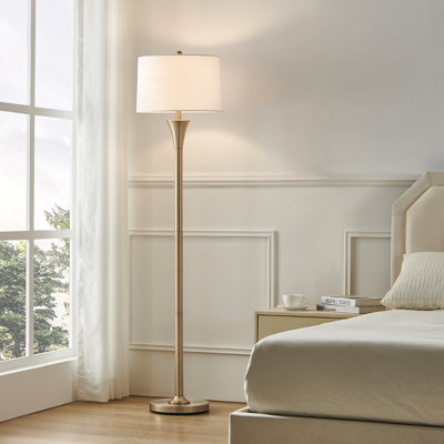 Lampe sur pied en métal 66 po avec abat-jour tambour en tissu
